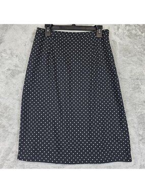 Who What Wear Skirt Womens 6 Black Polka Dot Pleated Midi Work Office Casual